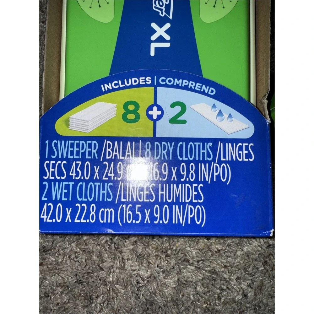 Swiffer XL Sweeper Dry/Wet Mop Kit - XL Sweeper, 8 Dry, ‎ 2 Wet, 1 Box Of 16